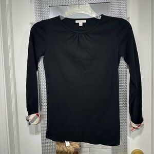 Burberry Black Long Sleeve Tee with Signature Check Cuff